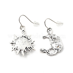 Orecchini asimmetrici luna e sole con perline in resina&nbsp;EJEW-C036-01A
