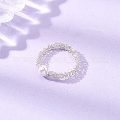 Женские перстни с круглыми жемчужинами-ракушками RJEW-JR00950-02