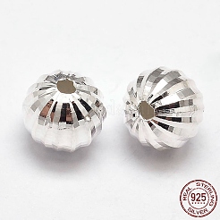 ファンシーカットファセットラウンド925の純銀製のビーズ  銀  6mm  穴：1.6mm  約75個/20g&nbsp;STER-F012-07C