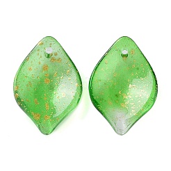 クリアガラスペンダント  グリッターパウダー付き  花びら  ミックスカラー  19x13x4.5mm  穴：1mm&nbsp;GLAA-L027-C