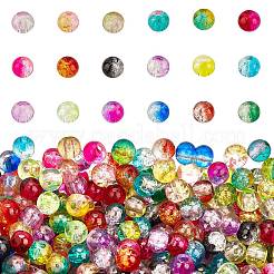 Kit fai da te per realizzare braccialetti elastici con perline di vetro effetto craquelé e colori per dolci.&nbsp;DIY-PH0004-54C