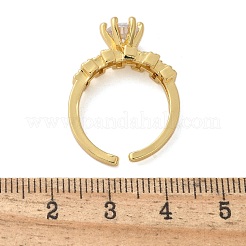 Круглые латунные манжеты с микропаве из прозрачного кубического циркония RJEW-C120-28G