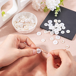 105 шт. 3 стиля натуральных пуговиц из пресноводных ракушек с 4 отверстиями BUTT-TA0001-26