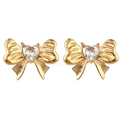Boucles d'oreilles à tige en acier inoxydable 304 micro pavé de zircones cubiques transparentes&nbsp;EJEW-I318-01G-01