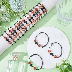 30 bracciale con perline acriliche intrecciate a tema sportivo&nbsp;BJEW-BM00010