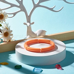 Карамельный цвет массивные акриловые изогнутые бусины в форме трубки растягивающиеся браслеты для женщин BJEW-JB07312