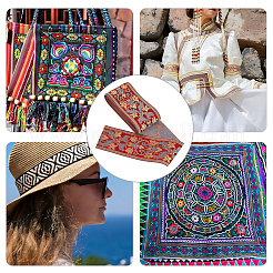 Этническая вышивка полиэстер плоские ленты&nbsp;OCOR-WH0058-98D