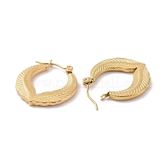 イオンプレーティング（IP）304ステンレススチールダブルリーフラップフープピアス（女性用）  ゴールドカラー  23.5x22x2mm  ピン：0.8mm&nbsp;EJEW-G293-23G