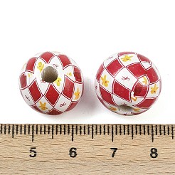 Рождественские печатные европейские бусины из дерева схима&nbsp;WOOD-I015-01M