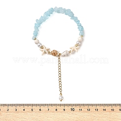 Strandähnliche Armbänder aus natürlichen weißen Jadesplittern und synthetischem Türkis&nbsp;BJEW-JB14140