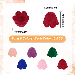 60 шт. 6 цвета флокированные акриловые бусины MACR-PH0001-55