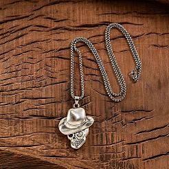 Collares con colgante de calavera de vaca de aleación de zinc para Halloween&nbsp;WGCDD93-01
