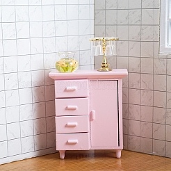 MDF 子供部屋ワードローブ ミニチュア装飾品  マイクロランドスケープドールハウスアクセサリー  小道具の装飾のふりをする  ピンク  75x95mm&nbsp;PW-WG4CC0A-02