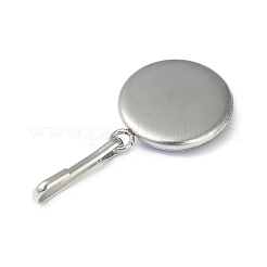 樹脂製フラットラウンド、マーメイドフィッシュスケールキーチン付き  鉄のキーホルダークラスプのパーツ  ブラック  2.7cm&nbsp;HJEW-JM01279-05