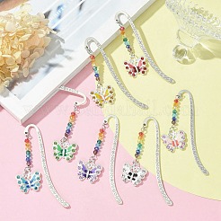 Marque-pages avec pendentifs en émail et strass en alliage papillon&nbsp;AJEW-JK00229