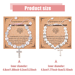 2шт. 2 браслета с подвесками в виде креста и флери BJEW-FI0001-80