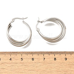 201ステンレススチールツイストフープピアス  304ステンレスピン付き  ステンレス鋼色  28.5x8.5mm&nbsp;EJEW-Q026-04P