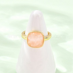 Anelli da dito in quarzo rosa naturale con componenti in ottone&nbsp;G-H353-04G-06