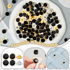 100色のプラスチックシャンクボタン2個  黒のエナメル  フラットラウンド  ミックスカラー  24l（15mm）x7.5~8mm  穴：3mm  50個/カラー&nbsp;BUTT-GA0001-12A