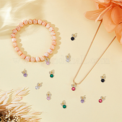 12 шт. 6-цветные латунные подвески с микропаве из кубического циркония KK-DC0003-72