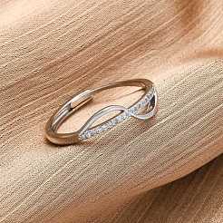 Кольца для женщин с микропаве из латуни и прозрачными кубическими цирконами&nbsp;RJEW-S624-02P