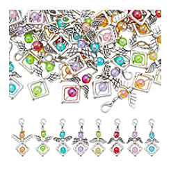 32 шт. 8-х цветные подвесные украшения в виде ангела из акрила и сплава&nbsp;HJEW-PH02098