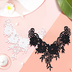 4 шт. двухцветный полиэстеровый кружевной воротник с вышивкой&nbsp;AJEW-CY0001-51B