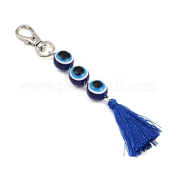 Подвеска с кисточками из полиэстера и круглыми бусинами от сглаза из смолы HJEW-JM04165-03