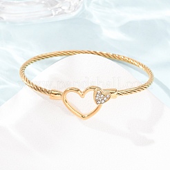 Bracciali rigidi da donna in acciaio inossidabile 304 con cuori di cristallo e strass.&nbsp;SA-CBA2192-06G