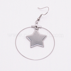 Из нержавеющей стали болтающийся серьги STAS-WH0015-37P