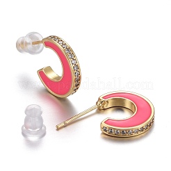 Серьги-кольца из латуни с прозрачным кубическим цирконием и прозрачным паве&nbsp;EJEW-L231-64B