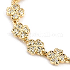 Braccialetti a maglie in ottone con micro pavé di zirconi cubici da donna&nbsp;BJEW-U013-01G-04