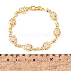 Браслеты-цепочки из овальной латуни с микропаве из кубических цирконий для женщин&nbsp;BJEW-D387-04G-07