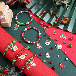 Weihnachtsmotiv DIY-Armband-Sets aus Glas- und Kunststoffperlen&nbsp;DIY-SC0028-18