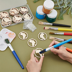 アフリカの地図をあしらったDIYリングとダングルイヤリングの作り方  木製の大きなペンダントを含む  鉄のピアスフックと丸カン  プラチナ  156個/箱&nbsp;DIY-PH0007-06