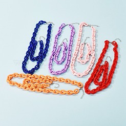 ジュエリーセット  アクリルアズキチェーンネックレス＆ブレスレットを含む  鉄チェーンエクステンダーと亜鉛合金カニカン付き  ミックスカラー  52.5cm  21cm  14mm&nbsp;SJEW-JS01203