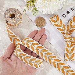 3 моток полиэстеровых жаккардовых лент с рисунком в виде листьев&nbsp;SRIB-CY0001-20B