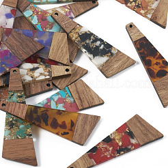 16 pièces 8 couleurs résine transparente et bois de noyer grands pendentifs&nbsp;RESI-TA0001-95