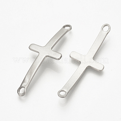 変色しにくい201ステンレススチールリンクコネクター  横クロス  ステンレス鋼色  40.5x16x1mm  穴：2mm&nbsp;STAS-S076-22