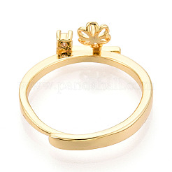 Закрепка для колец-штифтов из цветочной латуни с микропаве из кубического циркония KK-N274-31G