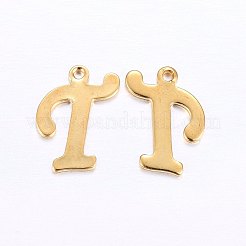 ステンレスペンダント201個  文字L  ゴールドカラー  文字.t  14x10x1mm  穴：1mm&nbsp;STAS-O098-03G-T