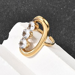 Offene Manschettenringe aus 304er Edelstahl mit Mikropavé und Zirkonia für Damen&nbsp;RJEW-K258-12A-G