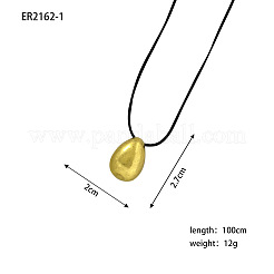 Colliers avec pendentif en forme de larme en alliage et cordon ciré noir ajustable&nbsp;WGBB1F9-01