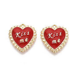 Подвески из сплава с эмалью ко дню святого валентина&nbsp;ENAM-T024-16A-G