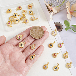 24 шт. 12 стиля латунные подвески с микропаве и кубическим цирконием&nbsp;KK-PH0012-97