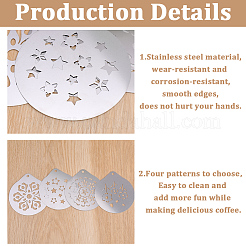 4 шт. 4 стиля формы для кофе латте из нержавеющей стали 304&nbsp;AJEW-GF0012-40A