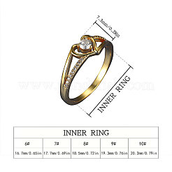 Кольца для пальцев в форме сердца из латуни с микропаве из прозрачных кубических цирконий&nbsp;FS-WG243FC-01