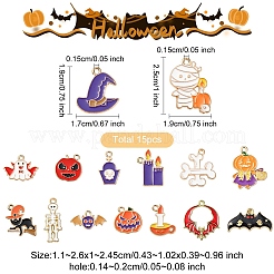 15шт 15 стиля подвески из сплава с эмалью ENAM-YW0004-38