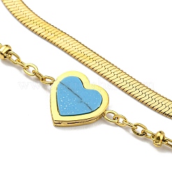 Bracciale multifilo doppio strato in acciaio inossidabile 304 con placcatura sotto vuoto in pvd e catene satellitari a spina di pesce&nbsp;BJEW-Z016-07G