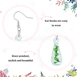 4 пара двухцветных стеклянных сережек-капель со спиральным узором EJEW-FI0001-07